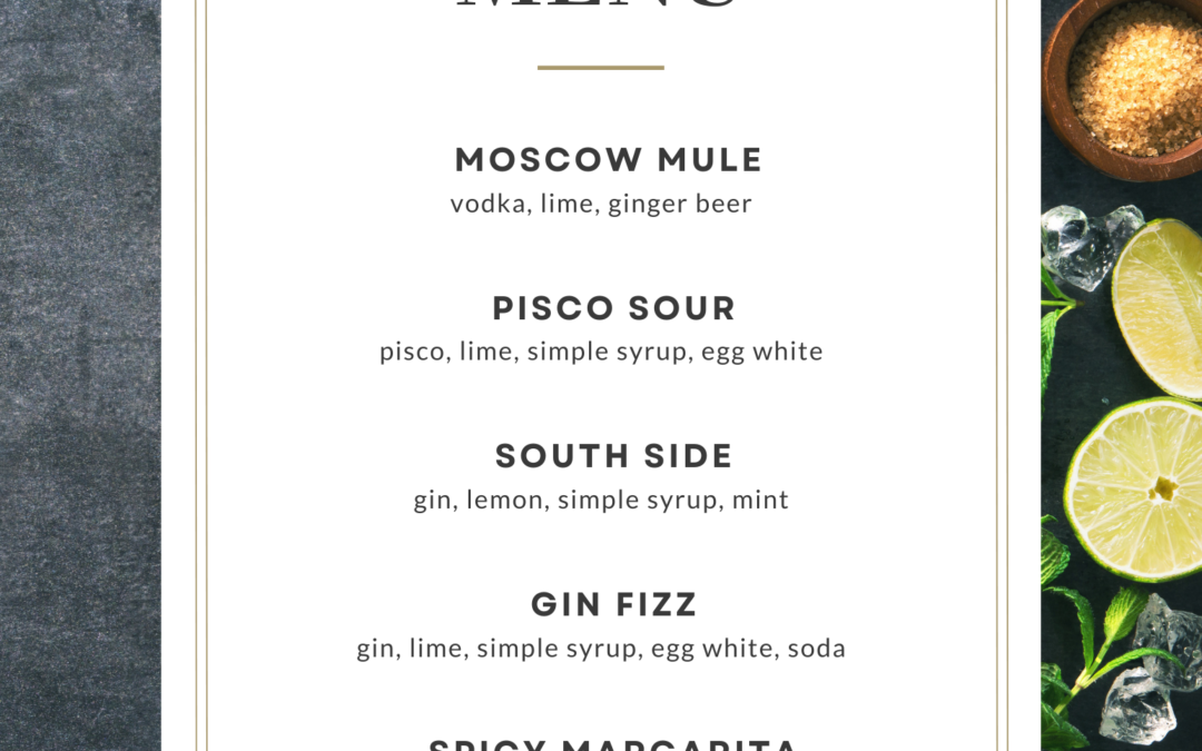 custom cocktail menu