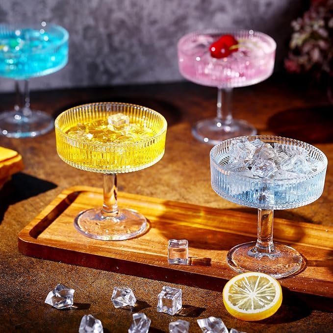 vintage ribbed coupe glasses