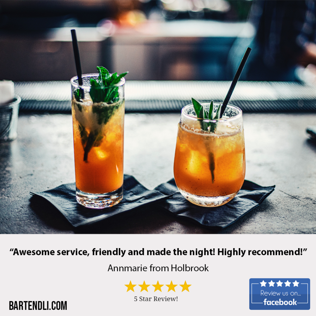 bartend long island 5 star review from past customers on facebook
