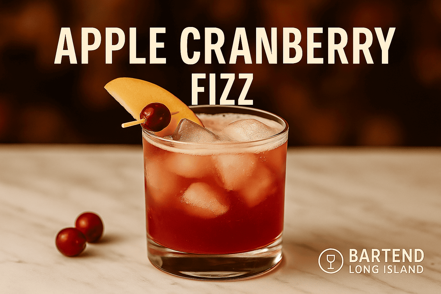 Apple Cranberry Fizz mocktail with rosemary sprig