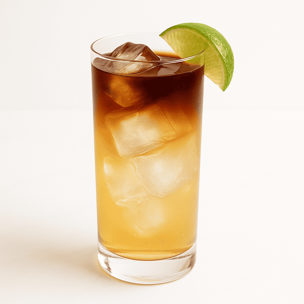 Dark and Stormy highball with lime