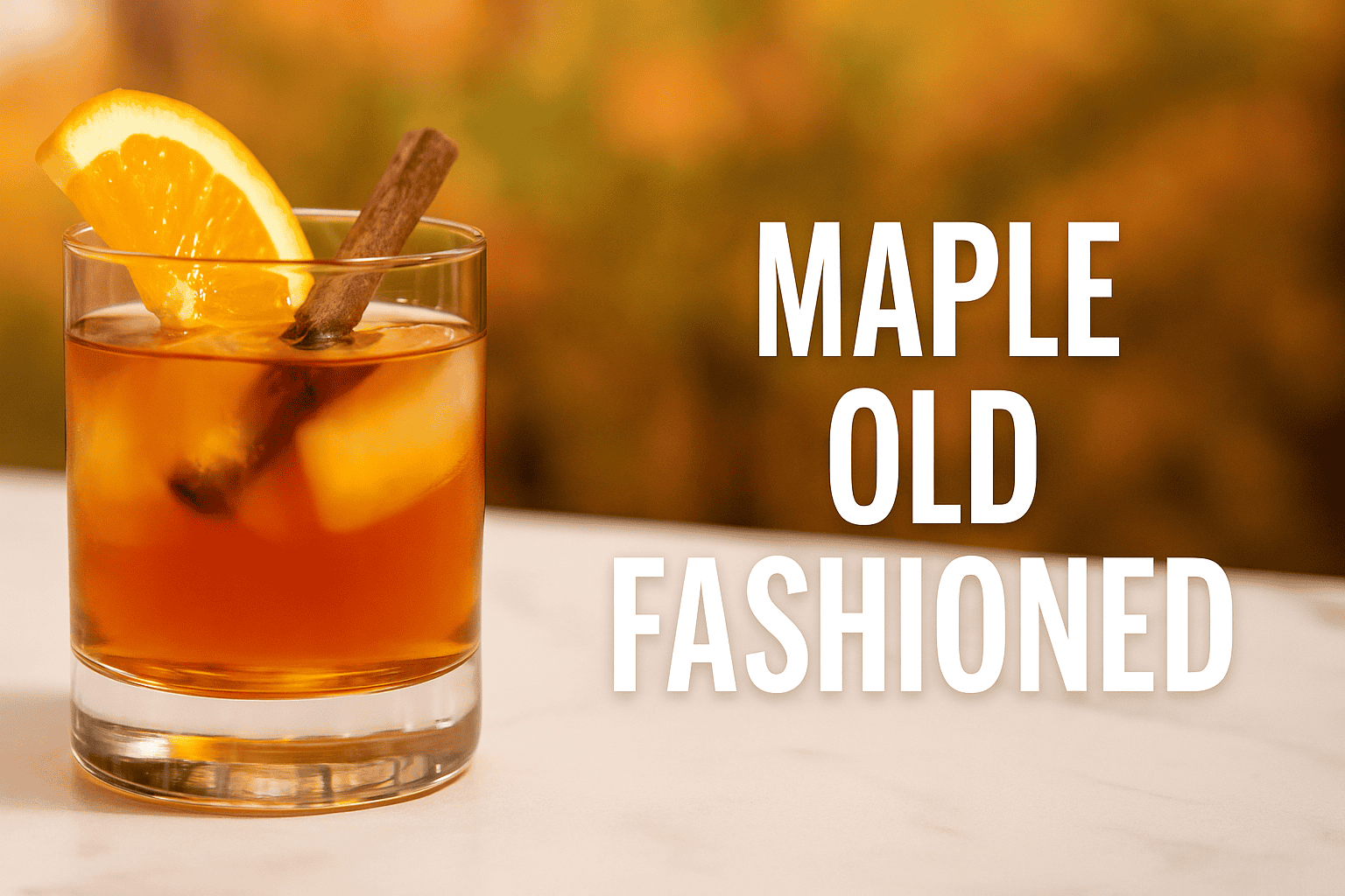 Maple Old Fashioned with orange peel and cinnamon stick