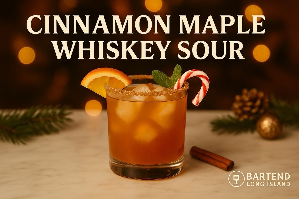 Cinnamon Maple Whiskey Sour with lemon and cinnamon