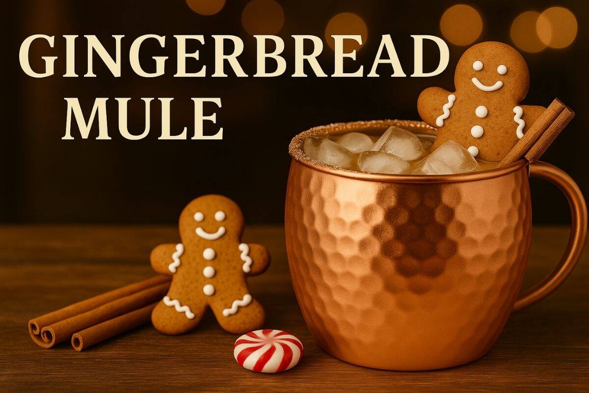 Gingerbread mule in a copper mug with cinnamon stick