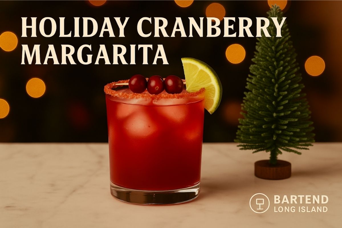 Holiday cranberry margarita with cranberries and lime on the rim