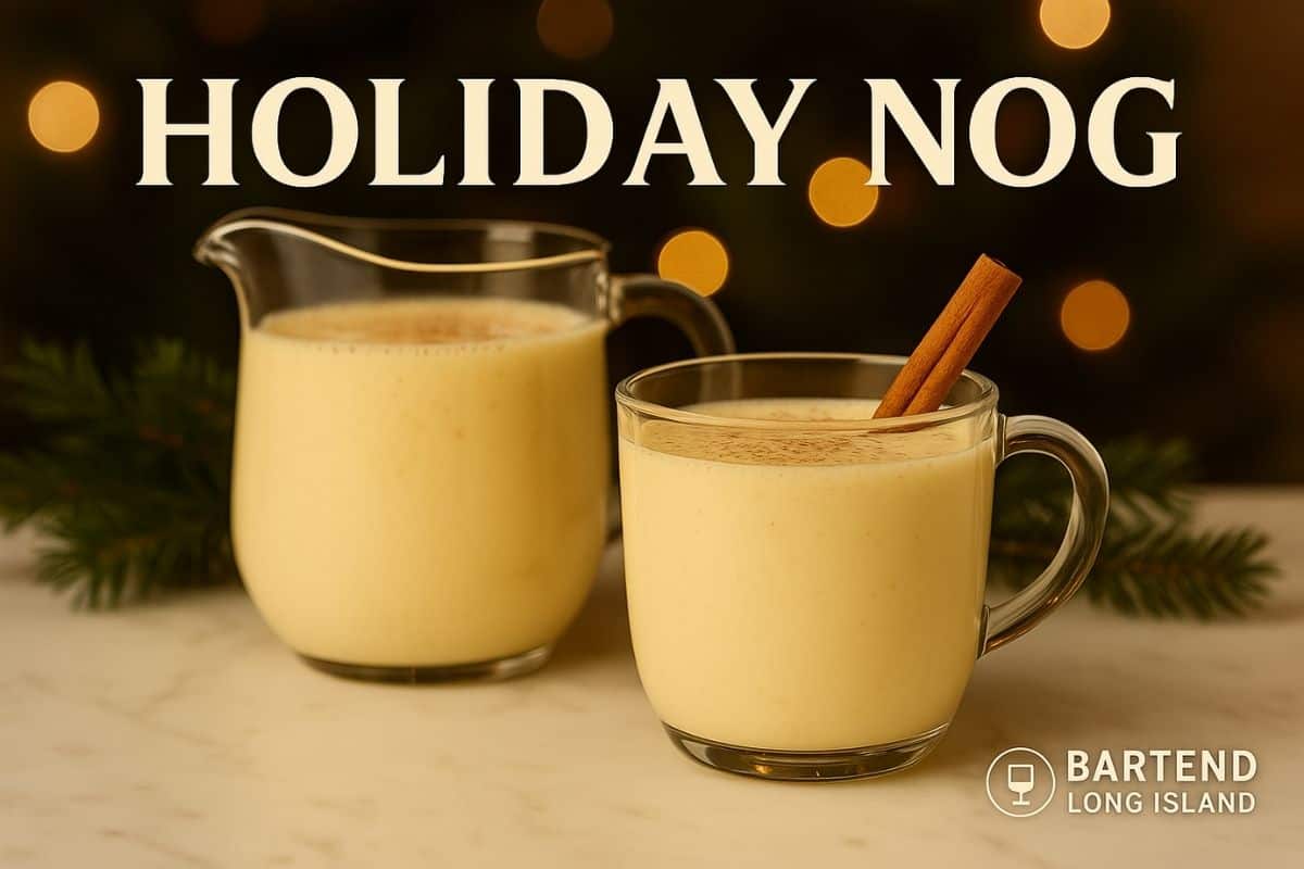 Holiday eggnog cocktail with nutmeg dusting on top