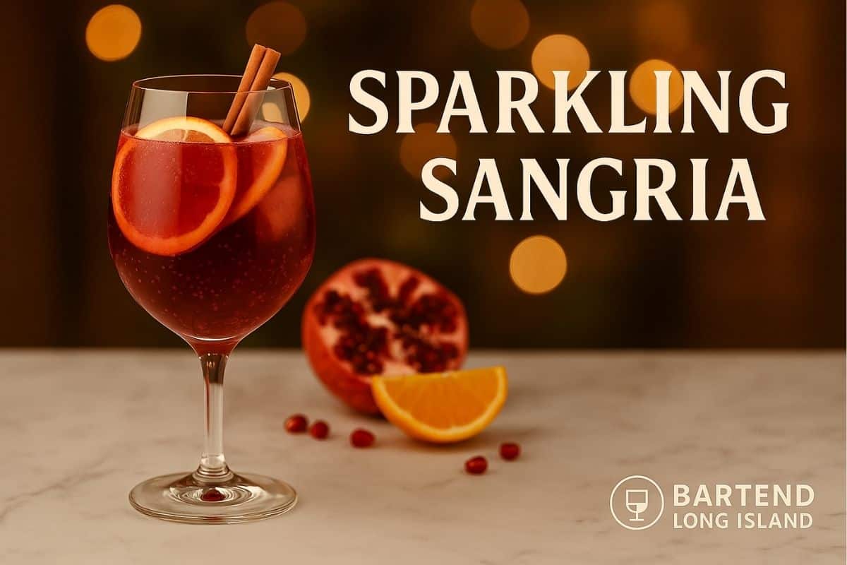 Sparkling sangria with fruit slices in a wine glass