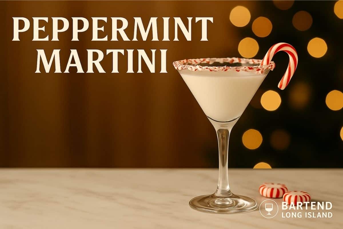 Peppermint Martini with crushed candy cane rim