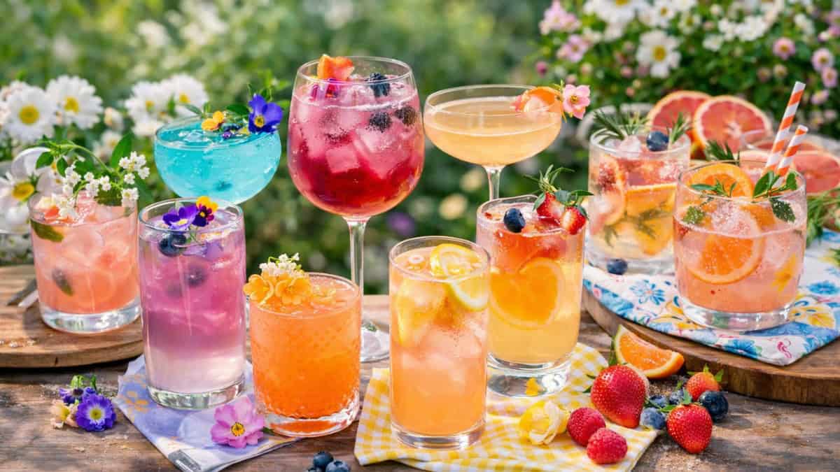 Spring cocktails with fresh fruit, floral flavors, and refreshing drinks
