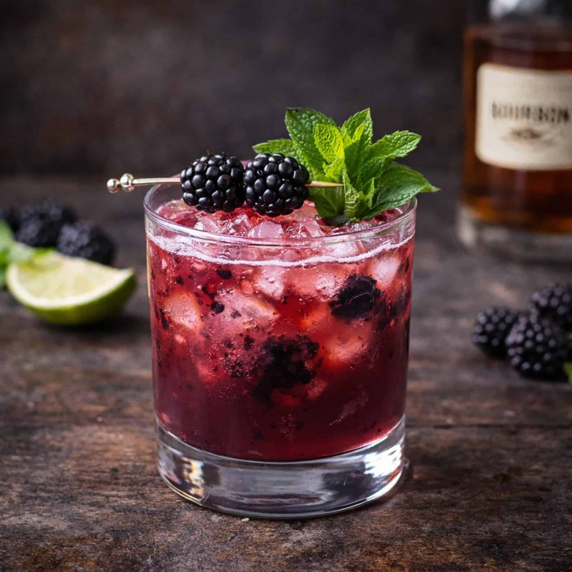 Blackberry smash fruity bourbon spring cocktail