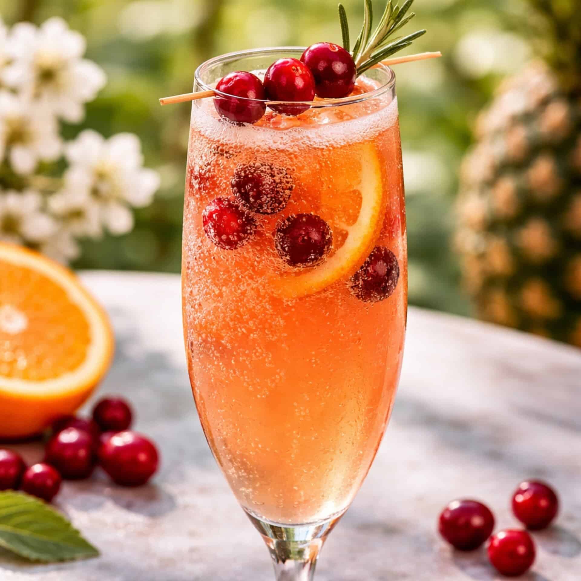 Cranberry mimosa brunch cocktail