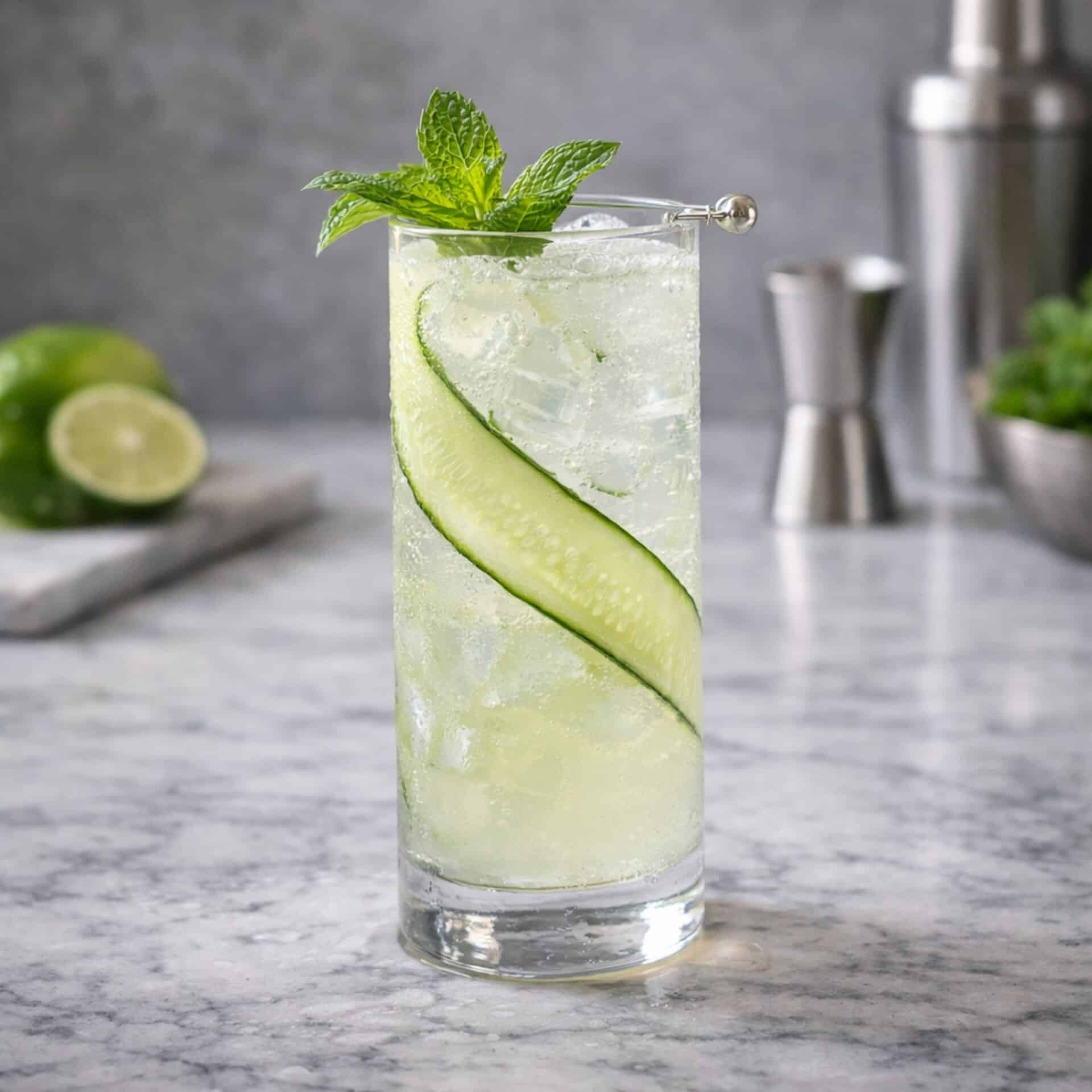 Cucumber gin collins refreshing spring cocktail