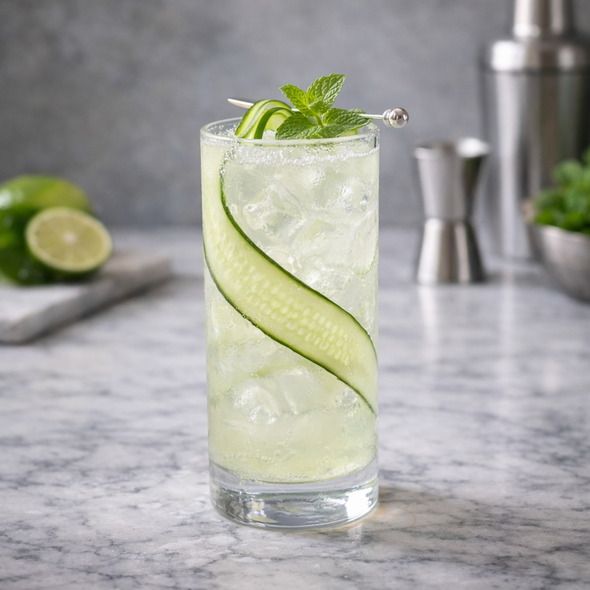 Cucumber vodka collins refreshing spring cocktail