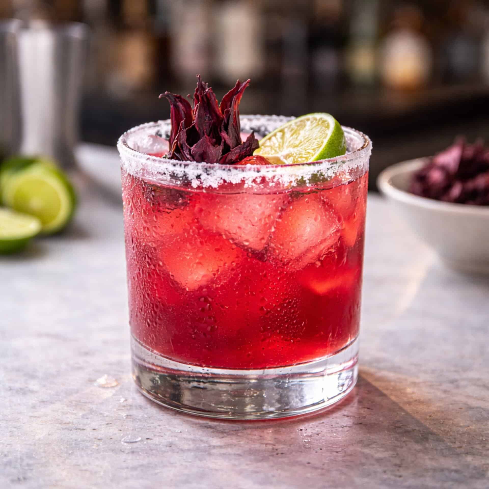 Hibiscus margarita floral spring cocktail
