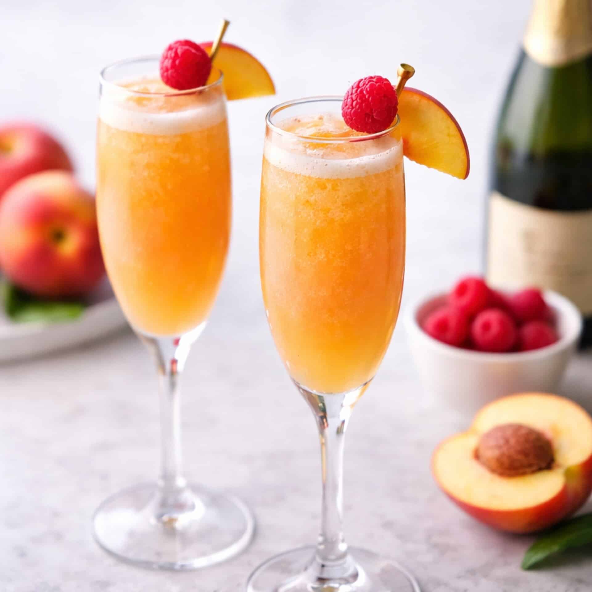 Peach bellini brunch spring cocktail