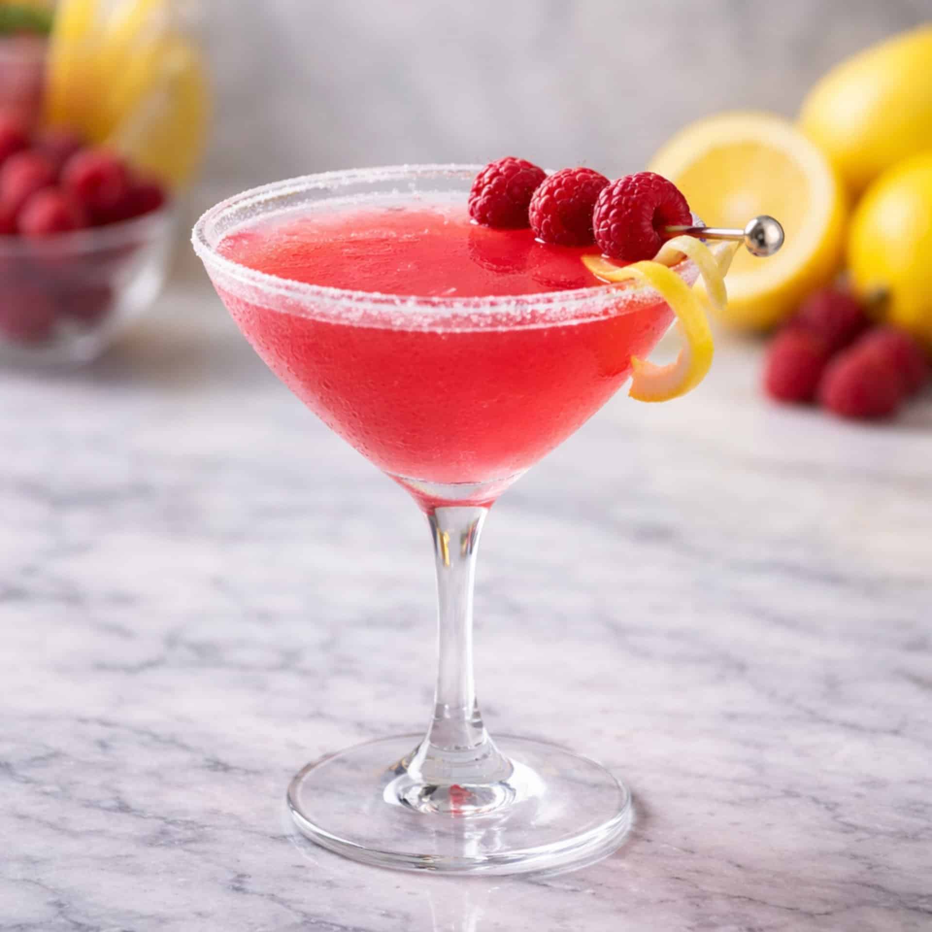 Raspberry lemon drop vodka spring cocktail recipe