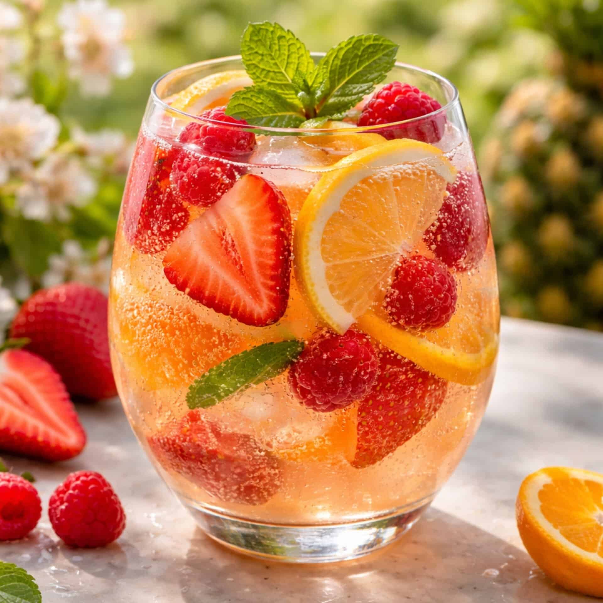 Sparkling sangria refreshing spring cocktail