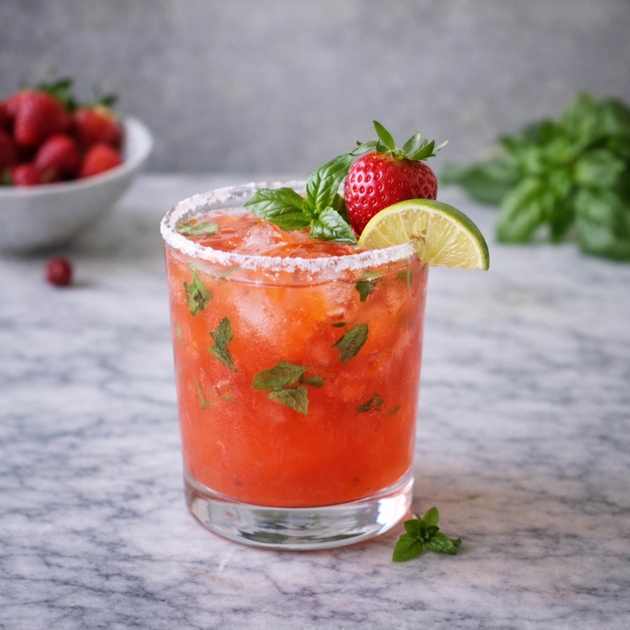 Strawberry basil margarita spring cocktail recipe