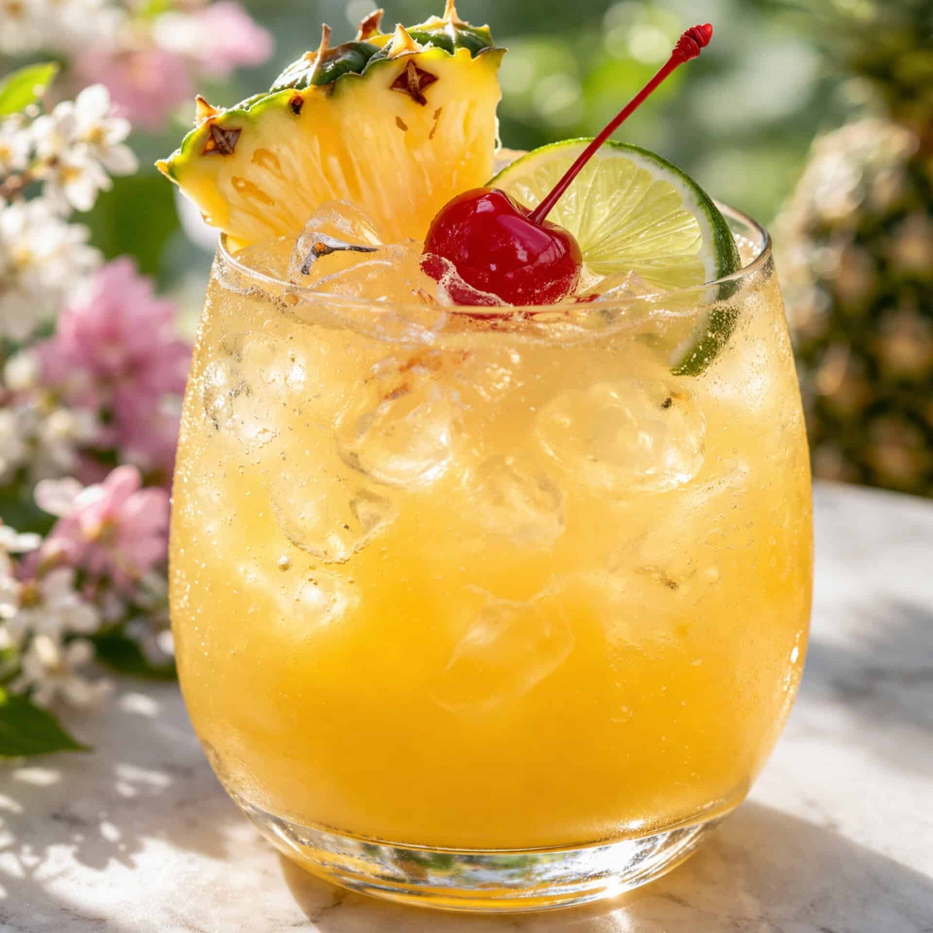 Pineapple rum punch tropical spring cocktail