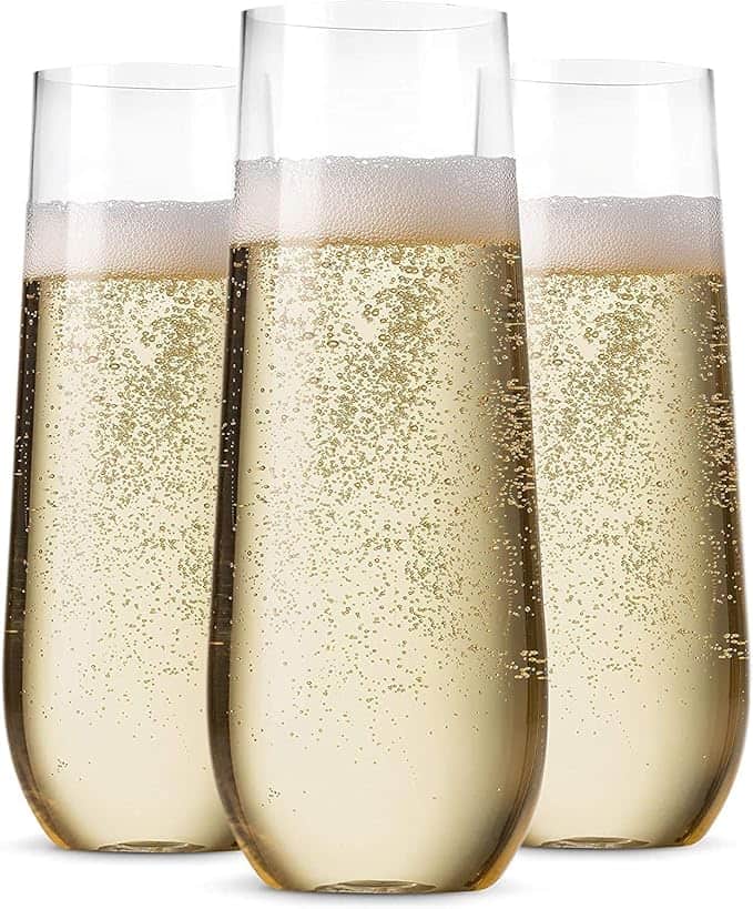 Stemless disposable champagne flute for wedding toasts and private events